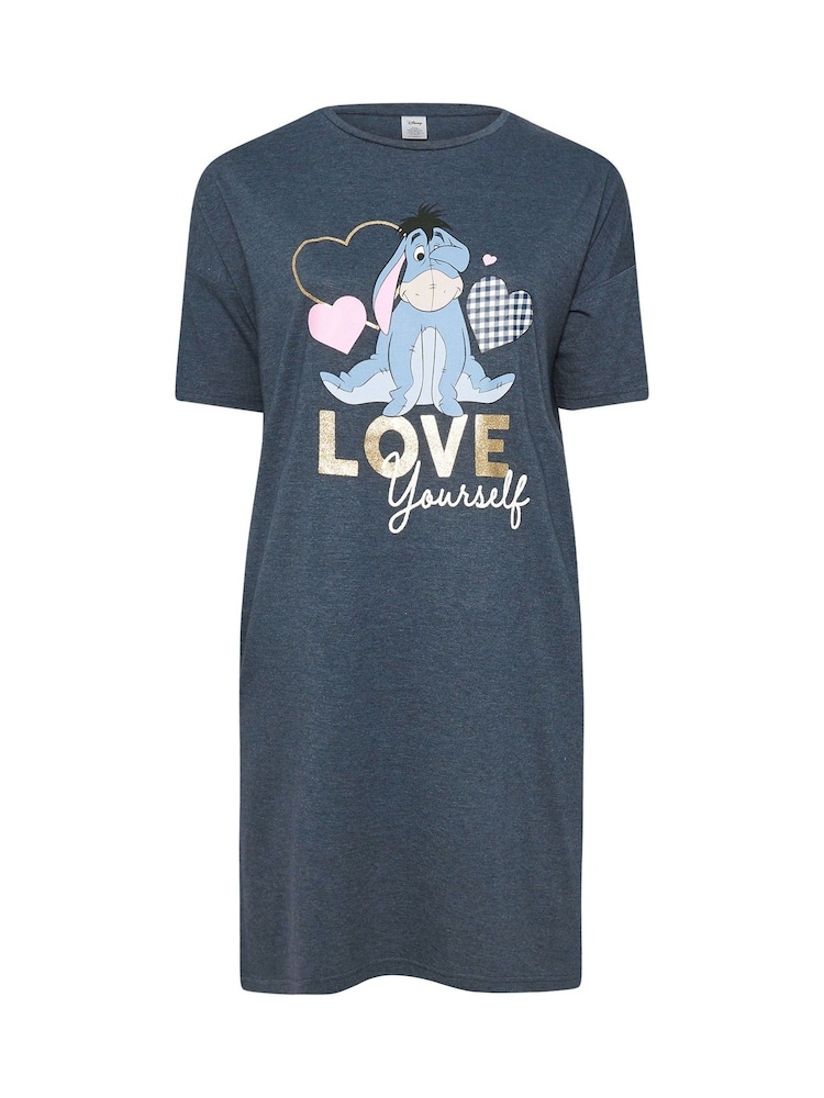 Yours Curve Blue Disney Love Yourself Eeyore Sleep T-Shirt Nightdress - Image 5 of 5