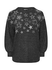 Yours Curve Black Star Heatseal Jumper - Image 5 of 5
