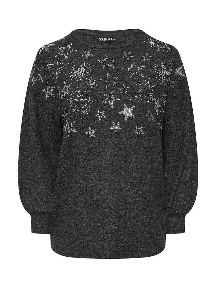 Yours Curve Black Star Heatseal Jumper - Image 5 of 5
