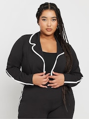 Yours Curve Black Limited Tapered Blazer - Image 1 of 5