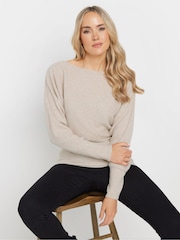 Long Tall Sally Natural Ribbed Soft Touch Batwing Jumper - Image 1 of 5