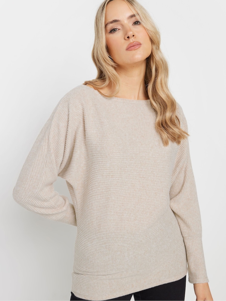 Long Tall Sally Natural Ribbed Soft Touch Batwing Jumper - Image 4 of 5