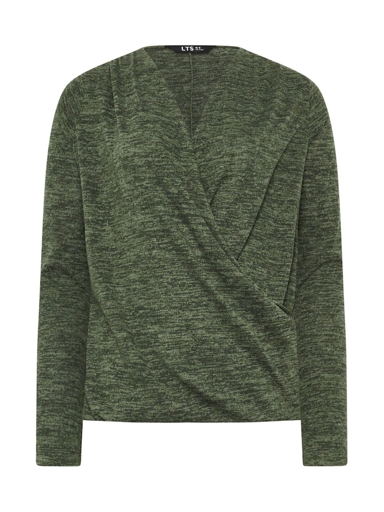 Verde - Blusa cruzada de tacto suave con estampado de Long Tall Sally - Imagen 5 de 5 Verde - Blusa cruzada de tacto suave con estampado de Long Tall Sally - Imagen 5 de 5