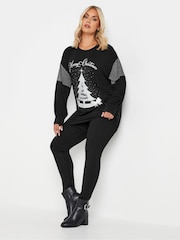 Yours Curve Black Merry Christmas Sweatshirt - Image 2 of 5