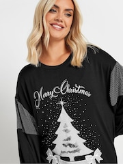 Yours Curve Black Merry Christmas Sweatshirt - Image 4 of 5