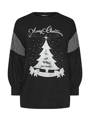 Yours Curve Black Merry Christmas Sweatshirt - Image 5 of 5