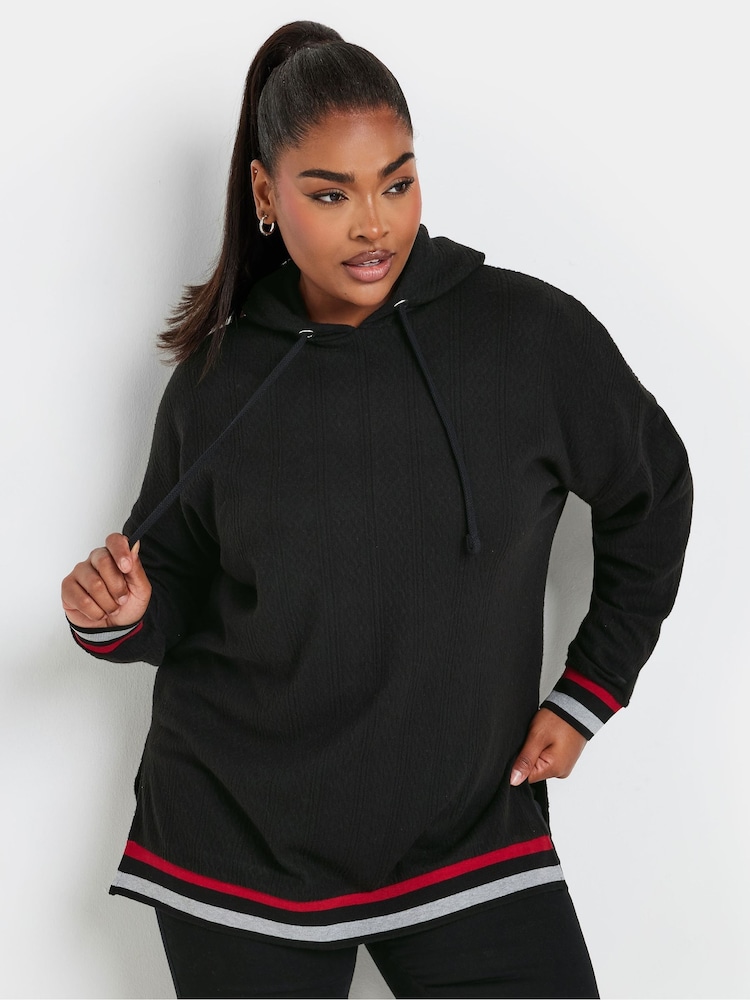 Yours Curve Black Structured Hoodie - Image 1 of 5