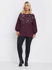 Yours Curve Purple Star Heatseal Jumper - Image 2 of 5