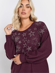 Yours Curve Purple Star Heatseal Jumper - Image 4 of 5