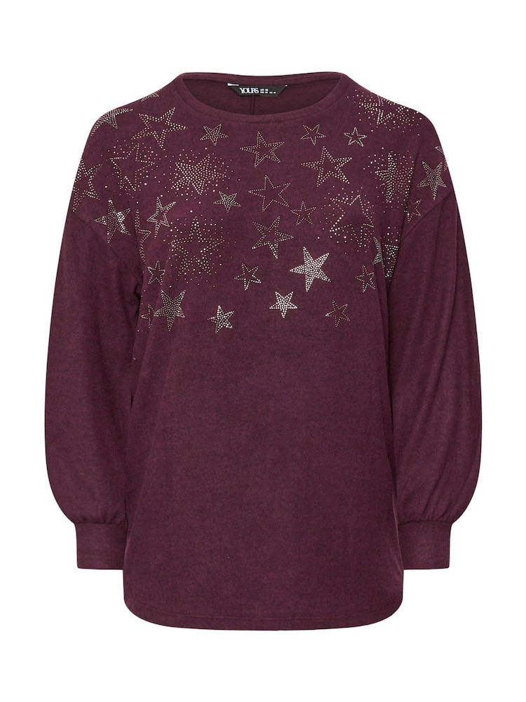 Yours Curve Purple Star Heatseal Jumper - Image 5 of 5 Yours Curve Purple Star Heatseal Jumper - Image 5 of 5