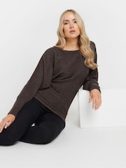 Long Tall Sally Brown Ribbed Soft Touch Batwing Jumper - Image 1 of 5