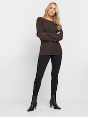 Long Tall Sally Brown Ribbed Soft Touch Batwing Jumper - Image 2 of 5