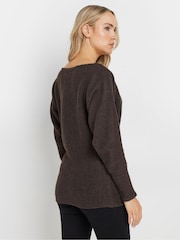 Long Tall Sally Brown Ribbed Soft Touch Batwing Jumper - Image 3 of 5