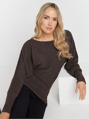 Long Tall Sally Brown Ribbed Soft Touch Batwing Jumper - Image 4 of 5