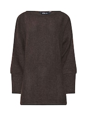 Long Tall Sally Brown Ribbed Soft Touch Batwing Jumper - Image 5 of 5