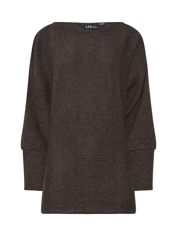 Long Tall Sally Brown Ribbed Soft Touch Batwing Jumper - Image 5 of 5
