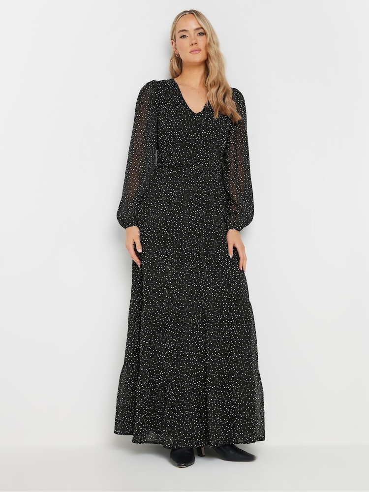 Long Tall Sally gestuftes Maxikleid aus Chiffon mit Punkten - Bild 2 von 5 Long Tall Sally gestuftes Maxikleid aus Chiffon mit Punkten - Bild 2 von 5