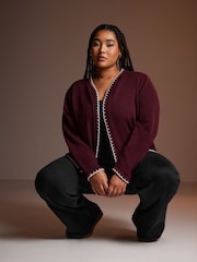 Yours Curve Purple Scalloped Edge Short Cardigan - Image 1 of 6