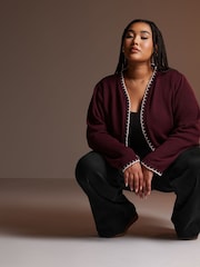 Yours Curve Purple Scalloped Edge Short Cardigan - Image 2 of 6