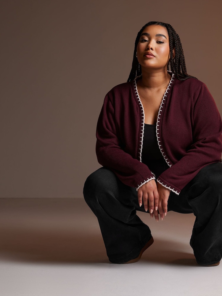 Yours Curve Purple Scalloped Edge Short Cardigan - Image 2 of 6