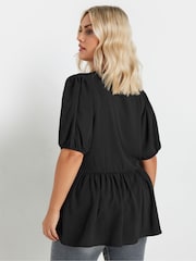Yours Curve Black Limited Snake Print Bow Top - Image 4 of 6