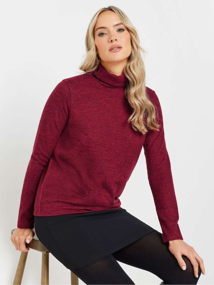 Long Tall Sally Red Roll Neck Soft Touch Top - Image 1 of 5