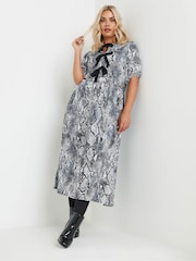 Yours Curve Black Limited Snake Bow Dress - Image 1 of 6