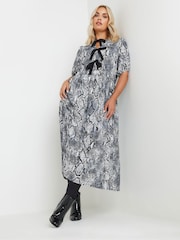 Yours Curve Black Limited Snake Bow Dress - Image 2 of 6