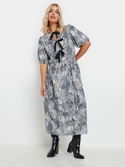 Yours Curve Black Limited Snake Bow Dress - Image 3 of 6