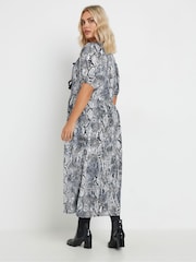 Yours Curve Black Limited Snake Bow Dress - Image 4 of 6