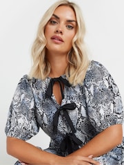 Yours Curve Black Limited Snake Bow Dress - Image 5 of 6