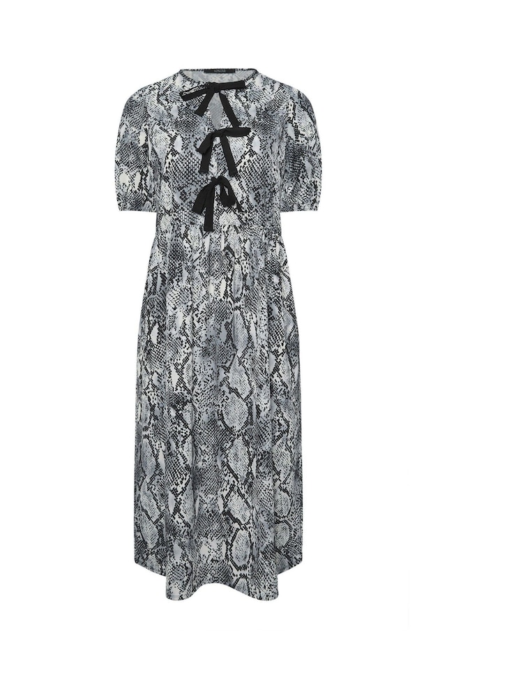 Yours Curve Black Limited Snake Bow Dress - Image 6 of 6