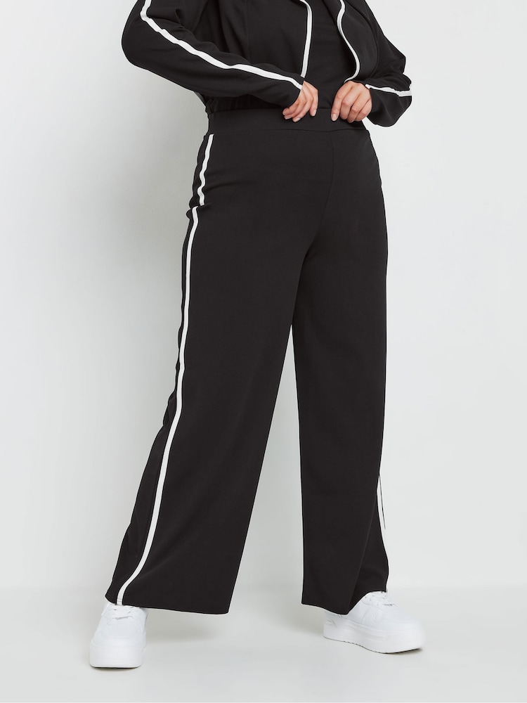 Yours Curve Black Limited Tape Straight Leg Trousers - Image 1 of 5