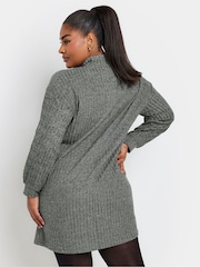 Yours Curve Grey Soft Touch Zip Neck Jumper Dress - Image 3 of 6