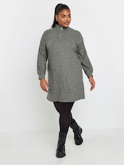 Yours Curve Grey Soft Touch Zip Neck Jumper Dress - Image 4 of 6
