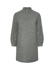 Yours Curve Grey Soft Touch Zip Neck Jumper Dress - Image 6 of 6