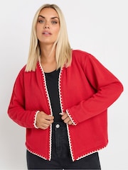 Rojo - Yours Curve Scalloped Edge Short Cardigan - Imagen 1 de 5