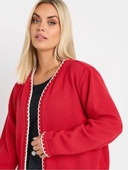 Rojo - Yours Curve Scalloped Edge Short Cardigan - Imagen 4 de 5
