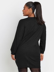 Yours Curve Black Ribbed Jumper Dress - Image 3 of 5