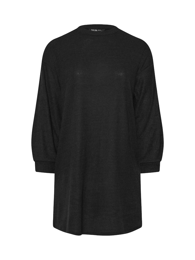 Yours Curve Black Ribbed Jumper Dress - Image 5 of 5