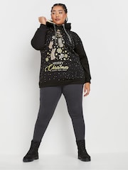 Yours Curve Black Merry Christmas Sweatshirt - Image 2 of 5