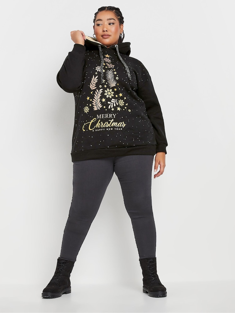 Yours Curve Black Merry Christmas Sweatshirt - Image 2 of 5