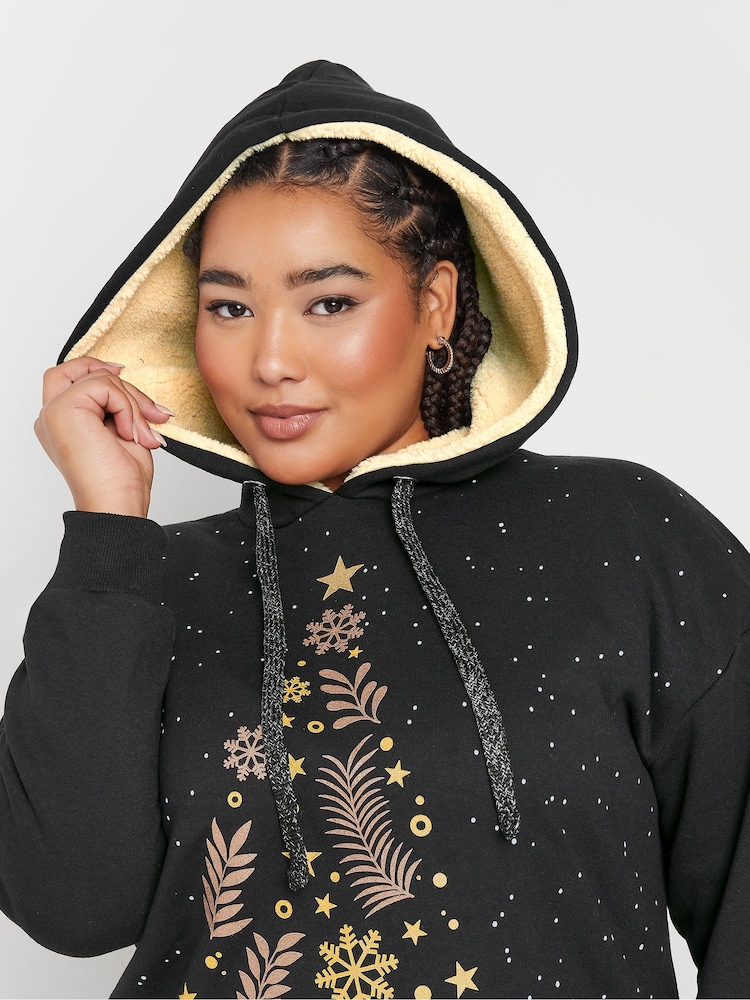 Yours Curve Black Merry Christmas Sweatshirt - Image 4 of 5
