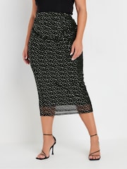 Yours Curve Black Limited Sparkle Skirt - Image 1 of 5