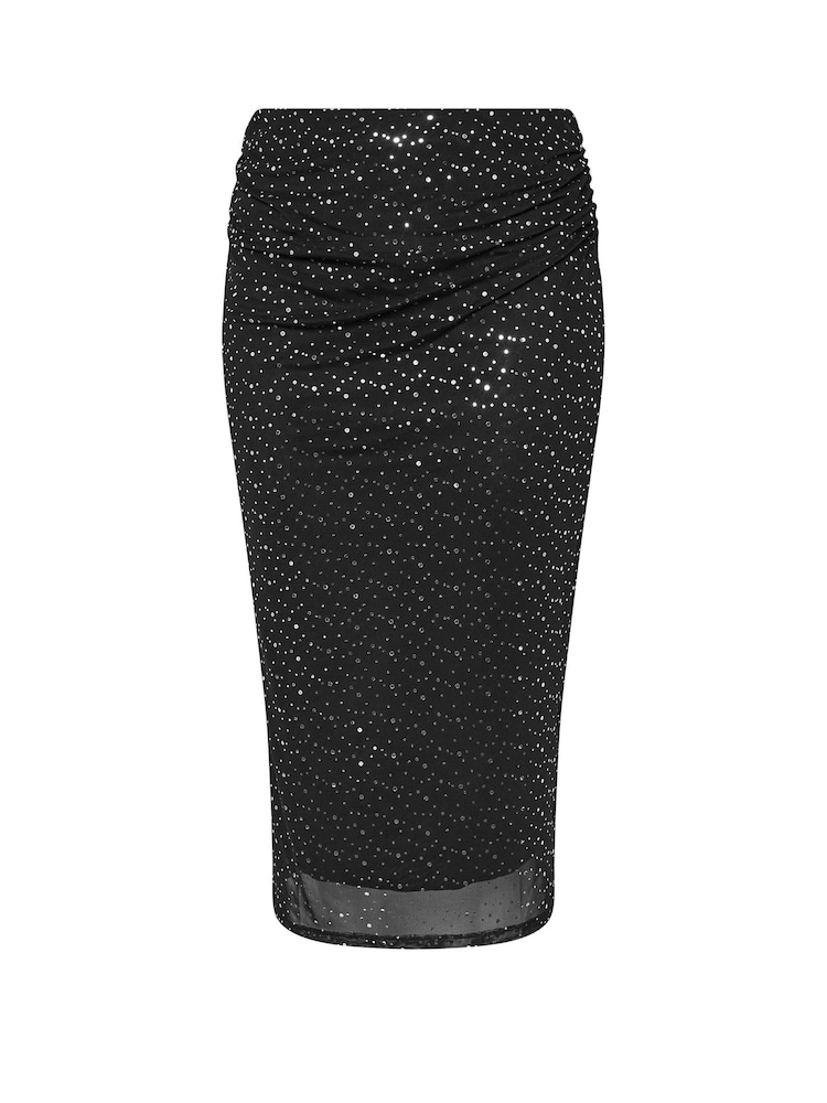 Yours Curve Black Limited Sparkle Skirt - Image 5 of 5