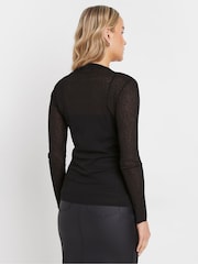 Long Tall Sally Black Sheer High Neck Top - Image 2 of 5