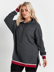 Yours Curve Grey Structured Hoodie - Image 1 of 5
