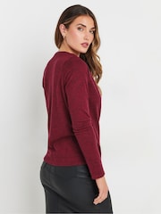 Long Tall Sally Red Wrap Print Soft Touch Top - Image 3 of 5