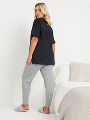 Yours Curve Navy Blue Snoopy Relax Cuffed Pyjamas Set - Image 2 of 5