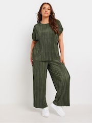 Yours Curve Green Limited Plisse Trousers - Image 2 of 5
